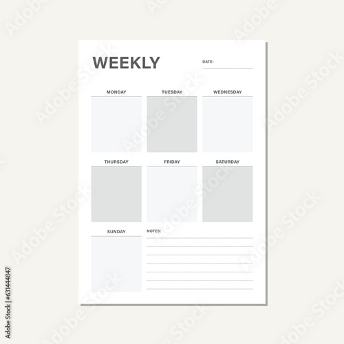 light gray weekly planner vector design template