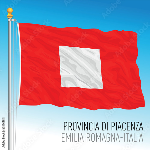 Province of Piacenza, waving flag, Emilia Romagna, Italy, vector illustration