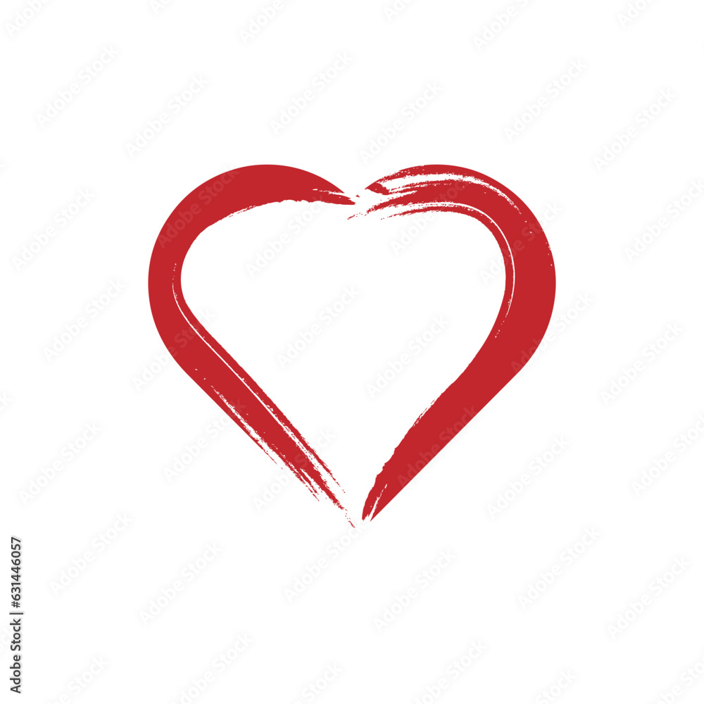 Heart shape with brush painting isolated on white background. vector eps 10