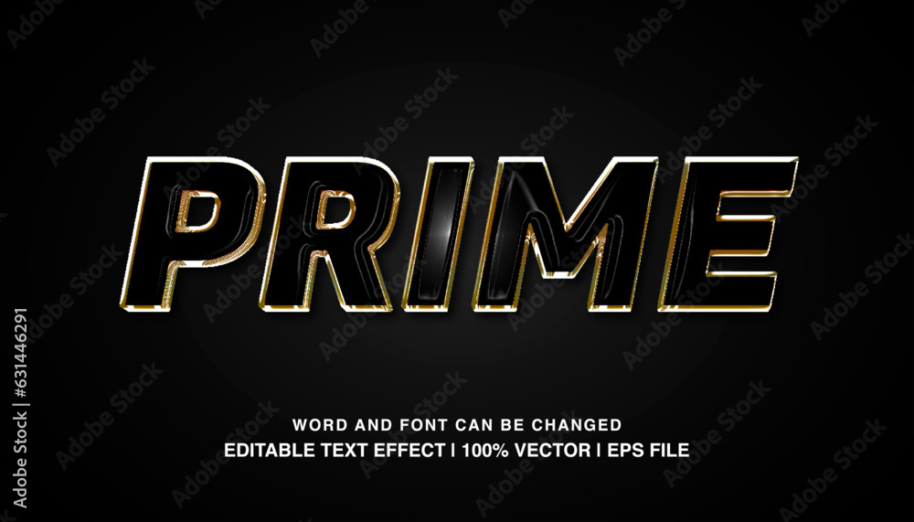 Black prime editable text effect template, gold luxury style typeface, premium vector - obrazy, fototapety, plakaty 