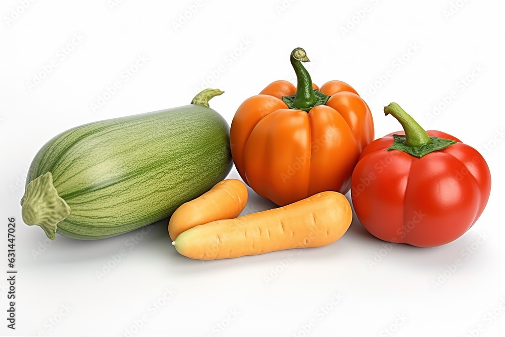 Collection of various vegetables on white background Collection of various vegetables on white background