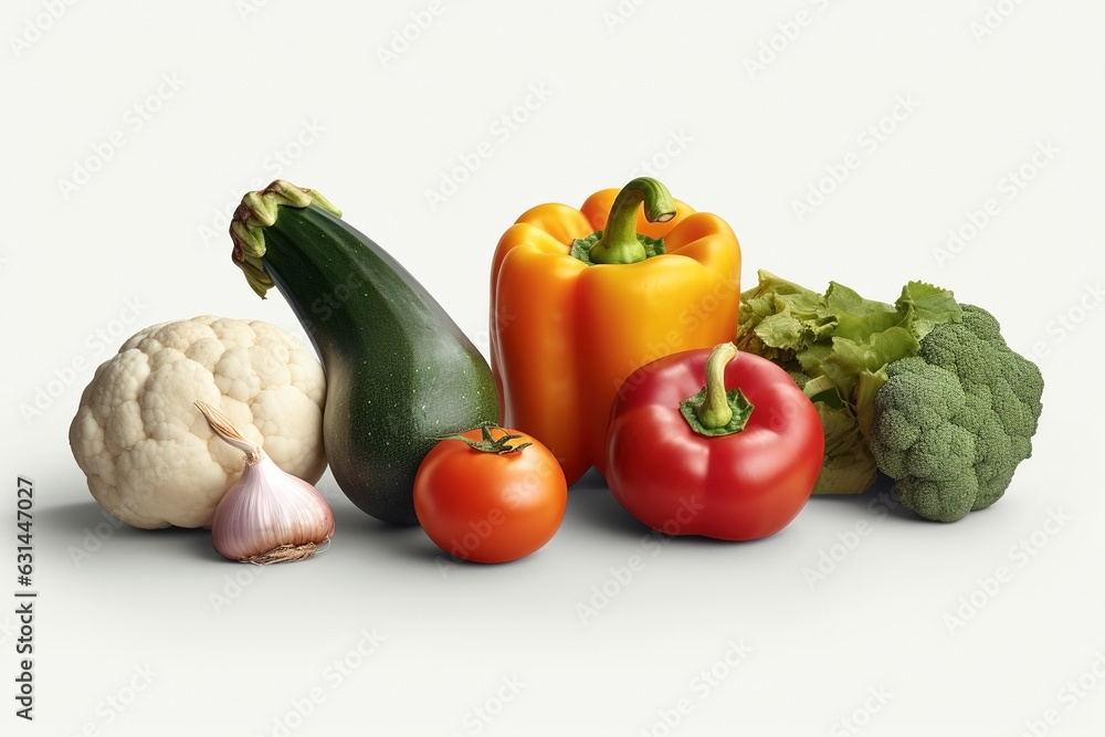 Collection of various vegetables on white background Collection of various vegetables on white background
