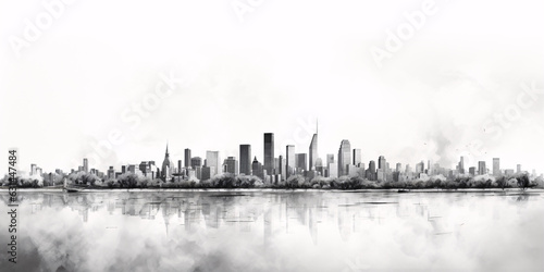 Cityscape Sketch, Sketch. Urban Architecture - Illustration on white background copy space