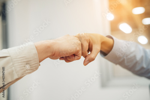 Closeup businessman shaking hands with deals, success collaboration concept, teamwork.