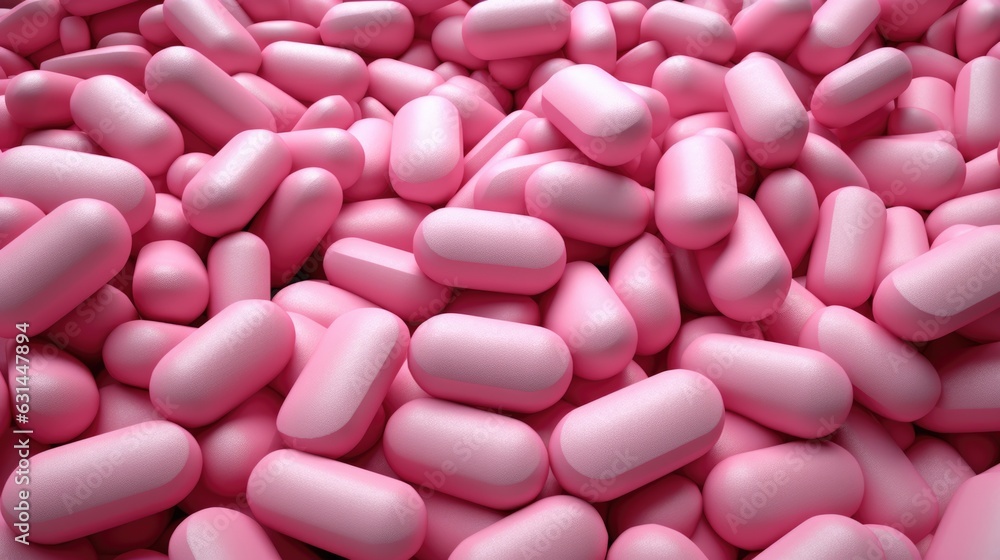 A lot of pink pills.Created with Generative AI technology.