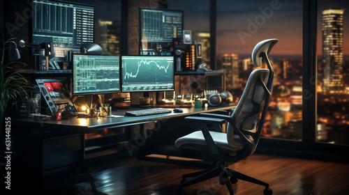 Wallpaper Mural Stock Market Broker Analyzing Graphs On Computer and desk Torontodigital.ca