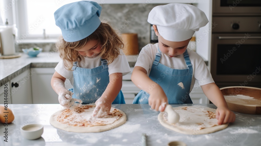 Kids Cooking Pizza: Fun Culinary Adventure for Little Chefs. Creative Pizza Making with Joyful Faces. Family-Friendly Cooking Experience. Yummy Homemade Pizza in the Making. Generative Ai Kids Cooking Pizza: Fun Culinary Adventure for Little Chefs. Creative Pizza Making with Joyful Faces. Family-Friendly Cooking Experience. Yummy Homemade Pizza in the Making. Generative Ai