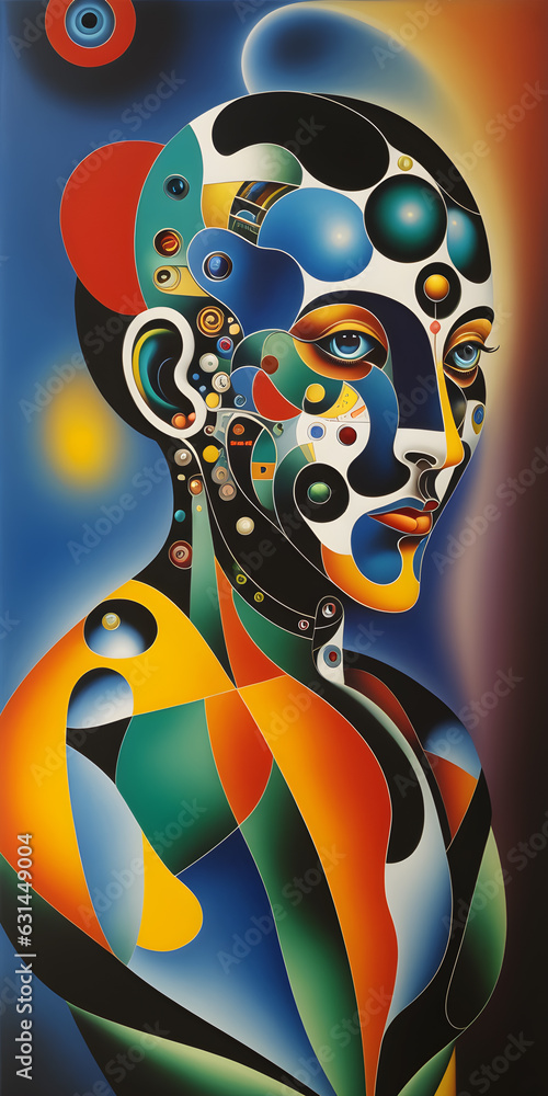Fototapeta premium Abstract picture, cyborg, futuristic man, stylized illustration, ai generated