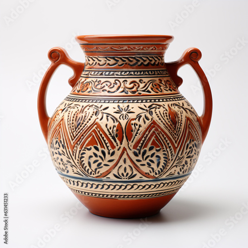 Clay terracota Vase on isolated on white background.