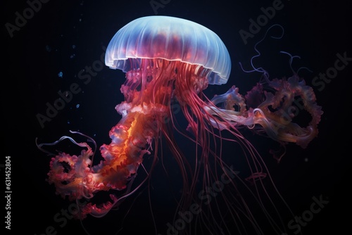 jellyfish marine life on black background