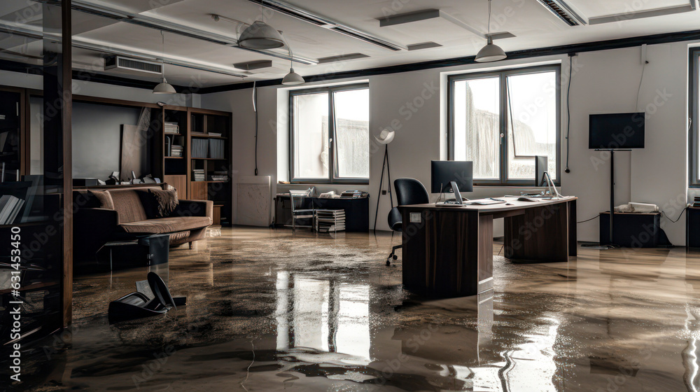 Naklejka premium Büroraum mit Wasserschaden