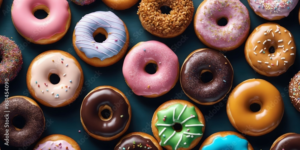 Fototapeta premium Donuts on white background, generative AI