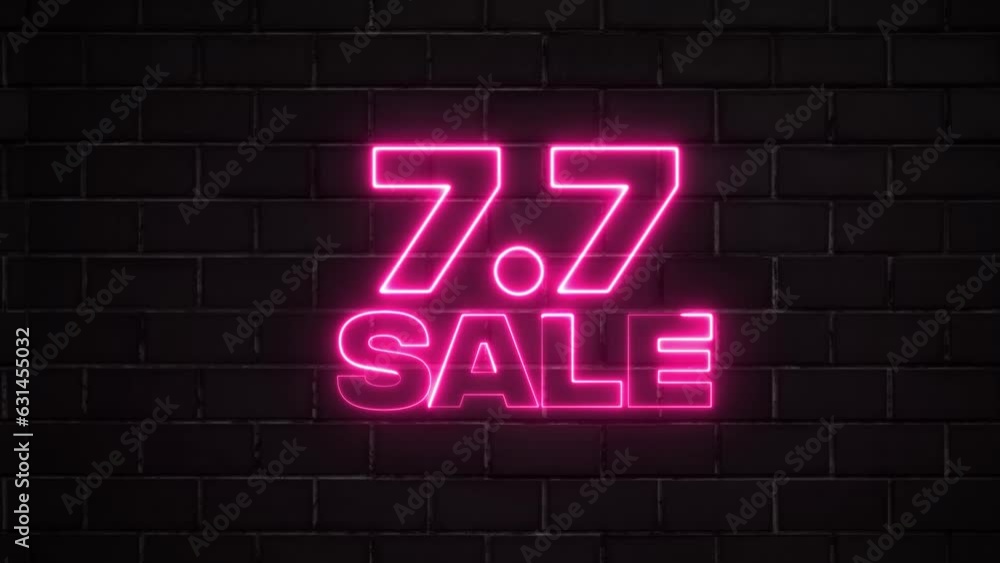 7.7 Shopping Day Concept, suitable for September sale promo, mega sale, flash sale neon sign banner background for promo video. concept of sale and clearance 7.7 Shopping Day Concept, suitable for September sale promo, mega sale, flash sale neon sign banner background for promo video. concept of sale and clearance