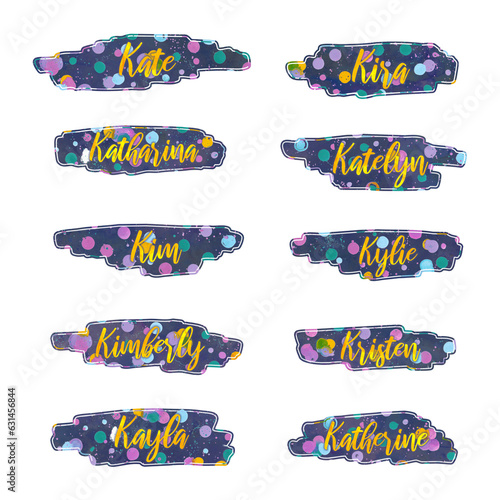 labels with girl names that start with K, Kate, Kira, Katherina, Katelyn, Kim, Kylie, Kimberly, Kristen, Kayla, Katherina, printable stickers, gift tags, png files photo