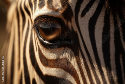Witness the intricate beauty of a zebra  eye up close  showcasing a stunning skin line pattern in mesmerizing macro detail. Ai generated