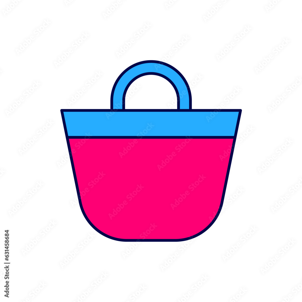 Filled outline Beach bag icon isolated on white background. Vector Filled outline Beach bag icon isolated on white background. Vector