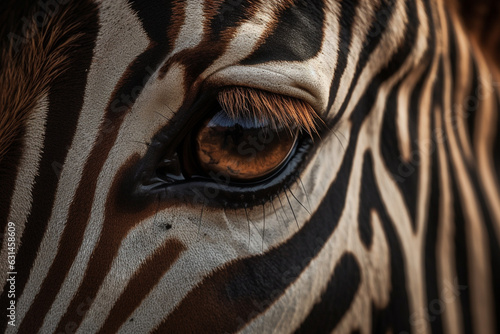 Witness the intricate beauty of a zebra  eye up close  showcasing a stunning skin line pattern in mesmerizing macro detail. Ai generated