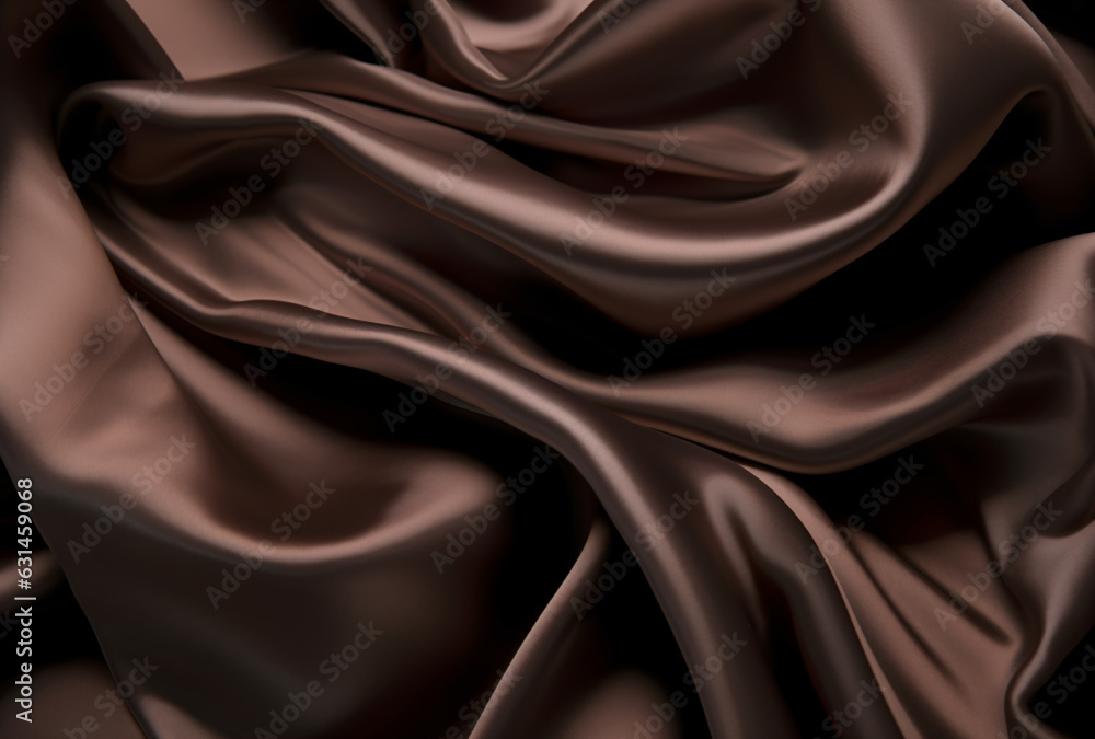 Fototapeta premium Brown silk fabric draped abstractly. 