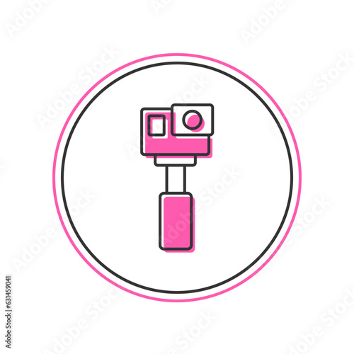Filled outline Action extreme camera icon isolated on white background. Video camera equipment for filming extreme sports. Vector