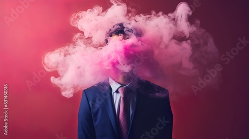 Businessman with smoke on his head, Mental health concept, Generative AI