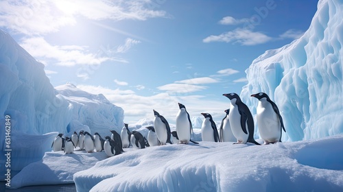 Photos Adelie penguins on an iceberg in antarctica