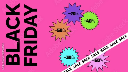 Black friday sale pink background flat-animation photo