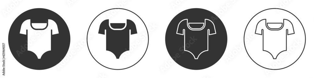 Black Summer beach swimsuit icon isolated on white background. Beach women fashion. Circle button. Vector Black Summer beach swimsuit icon isolated on white background. Beach women fashion. Circle button. Vector