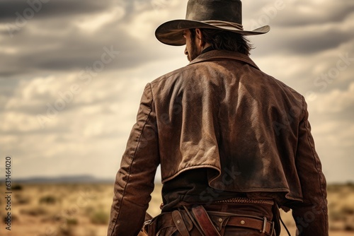 Back view of Cowboy in wild west