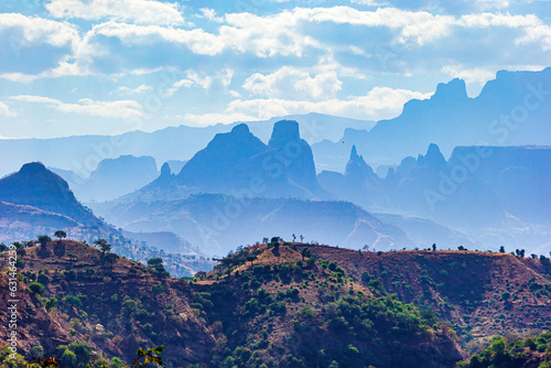 Panorama of the Simien Mountains National Park in Ethiopia photo