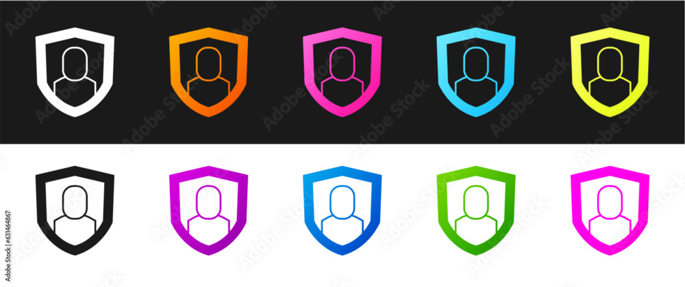 Set User protection icon isolated on black and white background. Secure user login, password protected, personal data protection, authentication. Vector Set User protection icon isolated on black and white background. Secure user login, password protected, personal data protection, authentication. Vector