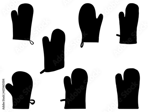 Set of Oven Gloves silhouette vector art
