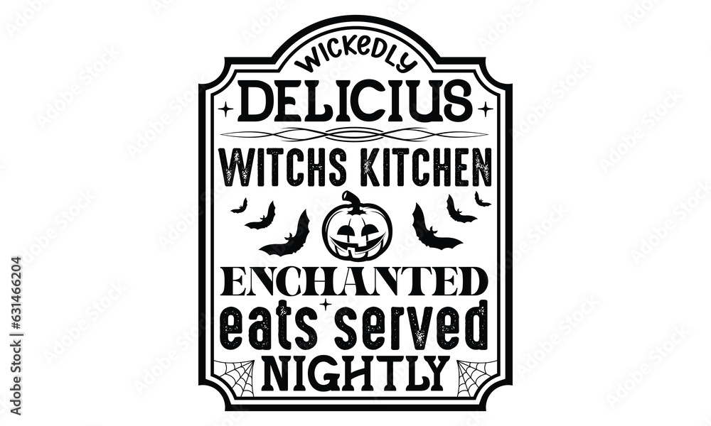 Fototapeta premium Wickedly delicius witchs kitchen enchanted eats served nightly