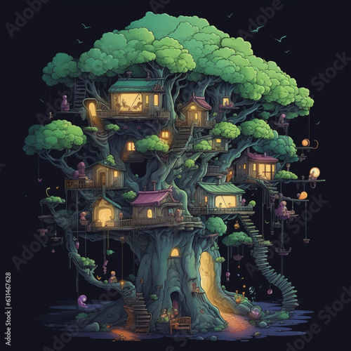 Forest people living in tree