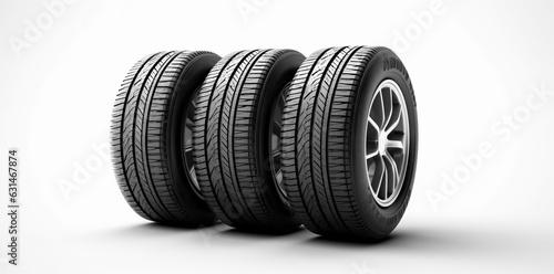 car automobile wheel background tyre rubber tire disc object auto isolated. Generative AI.
