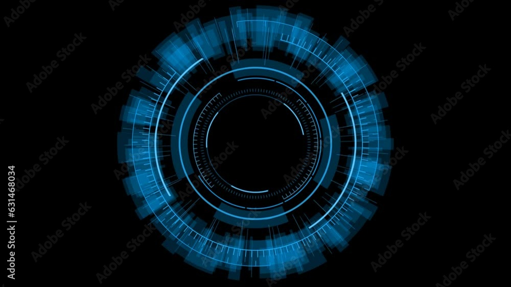 Circle hud blue holgoraphic futuristic animation with motion spinning around transparent background. Format quick time alpha rgb, video codec animation. Circle hud blue holgoraphic futuristic animation with motion spinning around transparent background. Format quick time alpha rgb, video codec animation.
