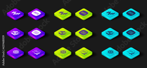 Set Processor CPU, Data analysis, Financial growth, Binary code, and Browser with stocks market icon. Vector