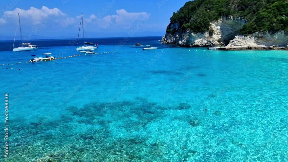 Most beautiful beaches of Greece - Vrika with turquoise sea in Antipaxos island. ionian islands 4k hd video Most beautiful beaches of Greece - Vrika with turquoise sea in Antipaxos island. ionian islands 4k hd video