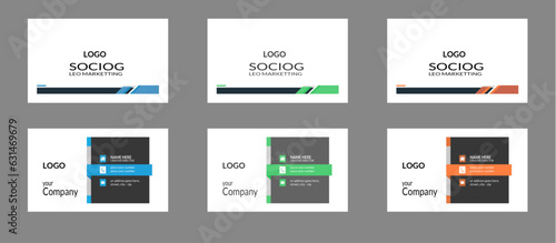 Modern and creative business card. Simple personal visiting card with company logo. Vector illustration. Stationery design.