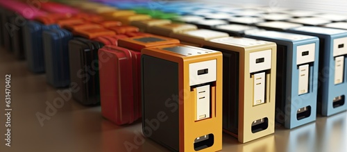 A USB flash drive is shown in front of white file folders or ring binders, representing the