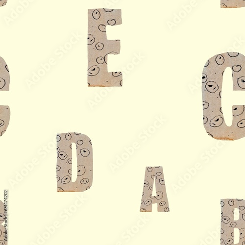 Alphabet letter beige texture paper yellow pattern