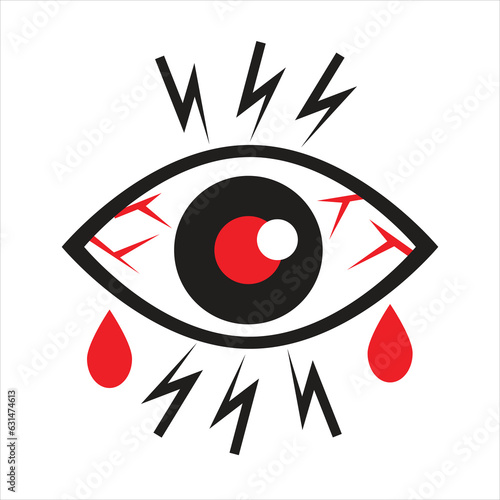 Red Eye flu infection icon, eye disease icon vector symbol, Redness of the Eye, Conjunctivitis.