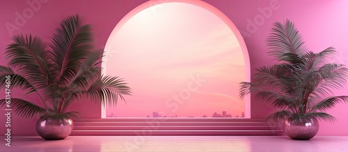 Abstract background with a pink color gradient in a studio setting for presenting products. © HN Works