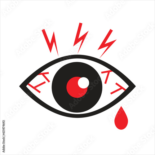 Red Eye flu infection icon, eye disease icon vector symbol, Redness of the Eye, Conjunctivitis.