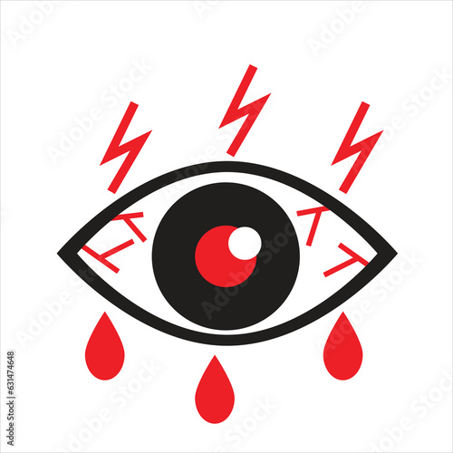 Red Eye flu infection icon, eye disease icon vector symbol, Redness of the Eye, Conjunctivitis.