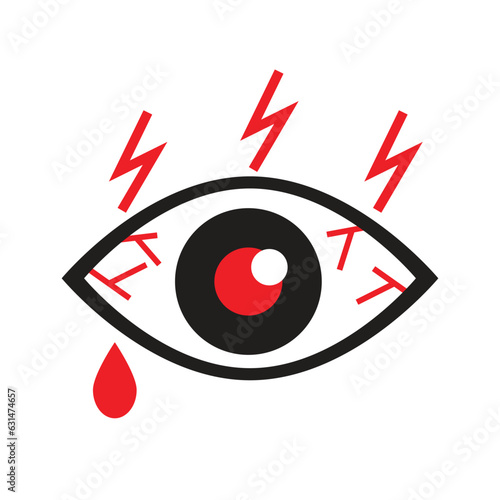 Red Eye flu infection icon, eye disease icon vector symbol, Redness of the Eye, Conjunctivitis.