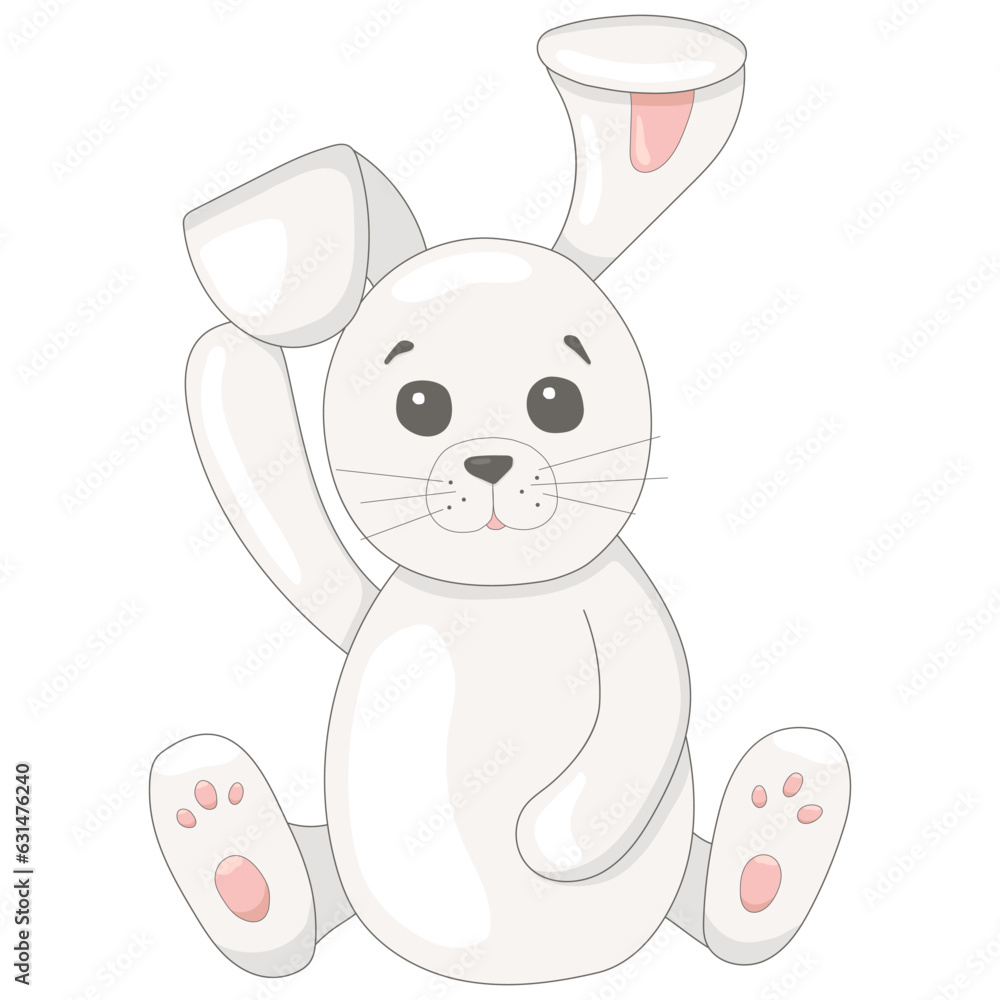 A cute hare is sitting on a white background. Vector illustration. Beautiful gray animal. A cute hare is sitting on a white background. Vector illustration. Beautiful gray animal.