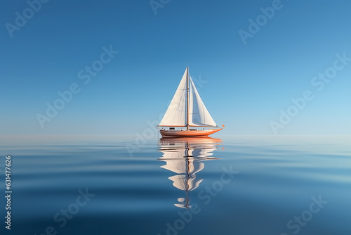 Beautiful yacht cruising in clear blue water and blue sky. Generative AI