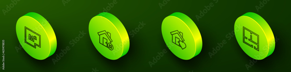Set Isometric line House plan, with wrong mark, heart shape and icon. Vector Set Isometric line House plan, with wrong mark, heart shape and icon. Vector