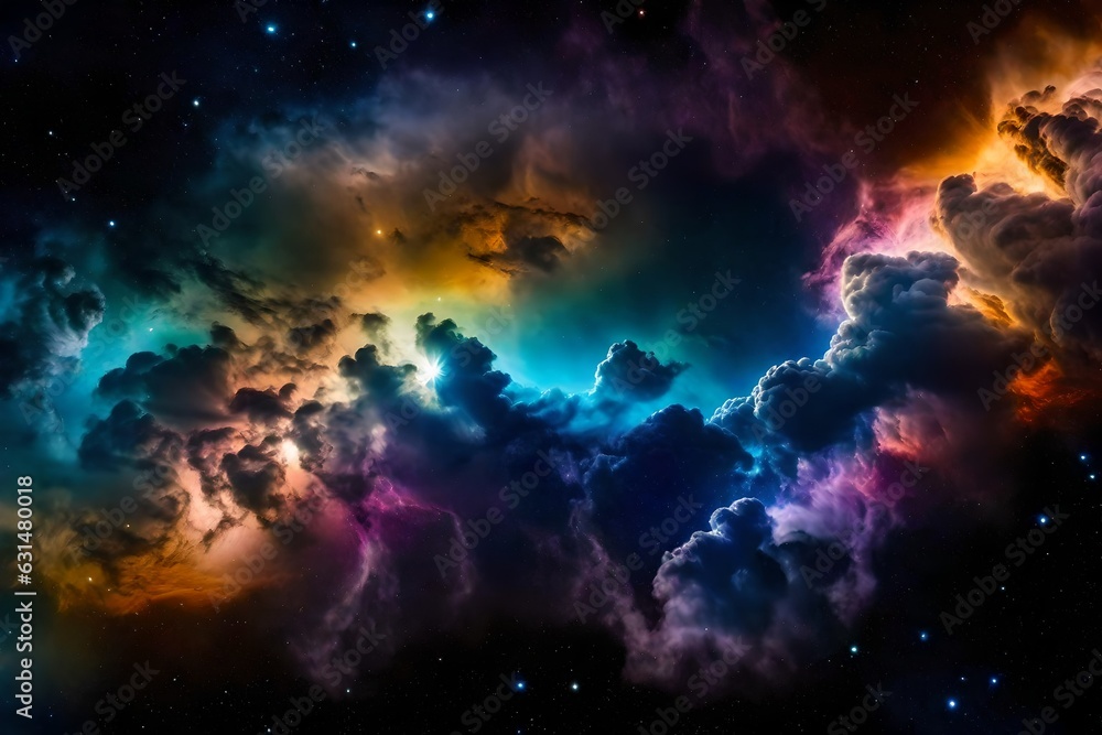 Nebulae, cumulus, isolated cloud, colorful, dynamic, universe, Ultra High Definition, Cinematic Quality, Highly Decorated, Intricate Details, Ultra Realistic, Bright Vivid Colours, Generative AI