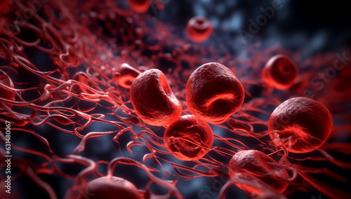 3d rendered medically accurate illustration of human blood cells,made with AI gereration